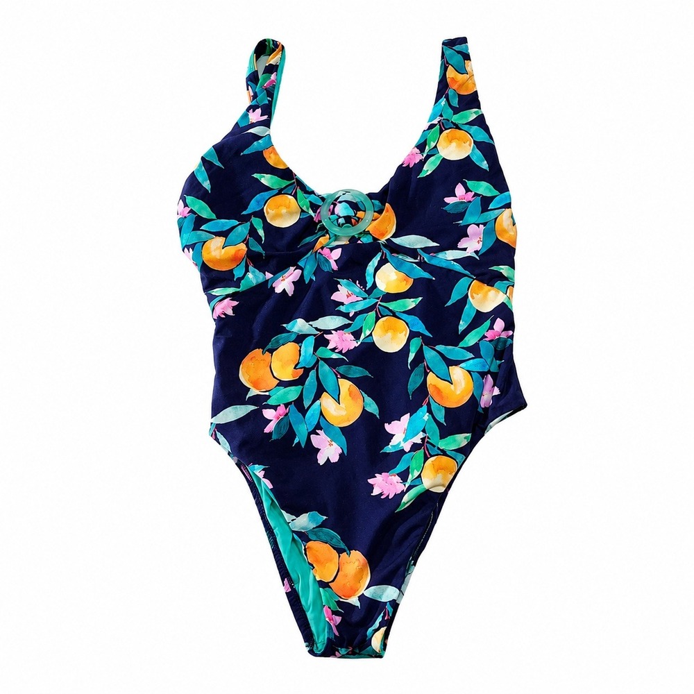 Sunshine 79 Citrus Floral One Piece Swimsuit Navy Blue Size 14 NWT‎ MRSP $162